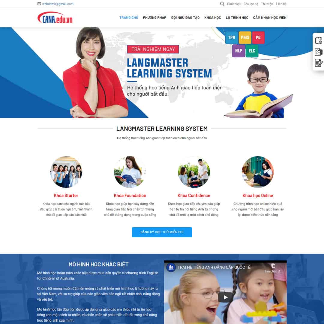 Mẫu website giới thiệu khóa học tiếng anh