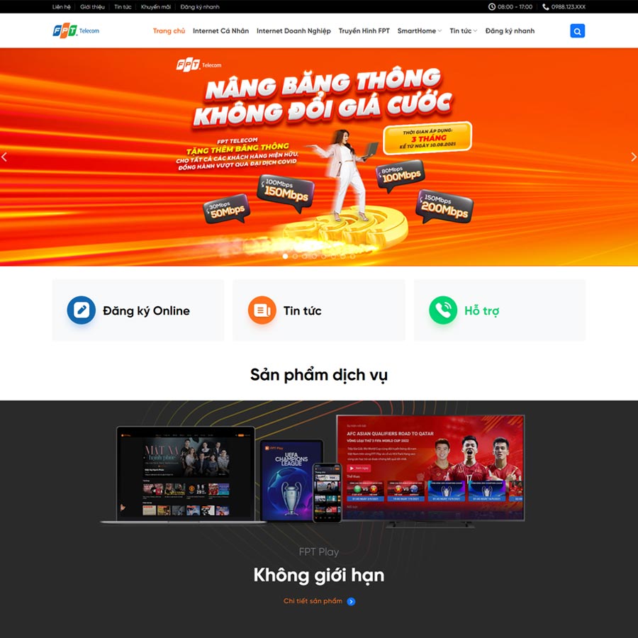 Mẫu website dịch vụ FPT