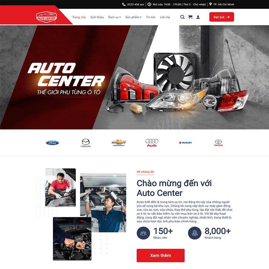 Mẫu website gara sửa chữa, bảo dưỡng ô tô
