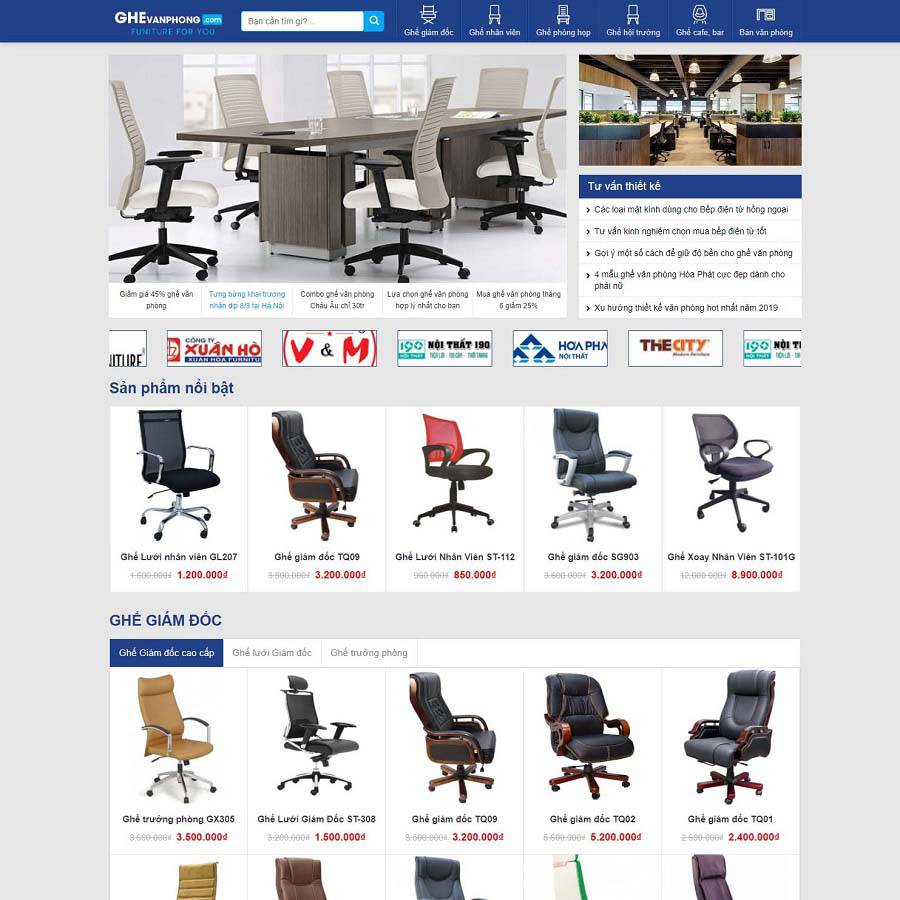 Mẫu website bán ghế văn phòng