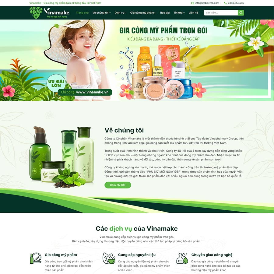 Mẫu website gia công mỹ phẩm 02