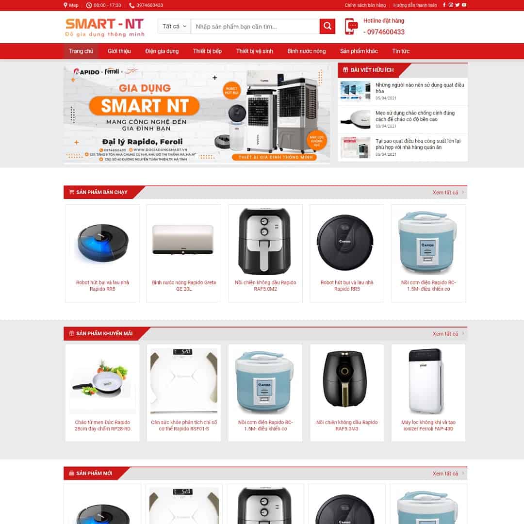 Mẫu website bán thiết bị gia dụng, đồ điện
