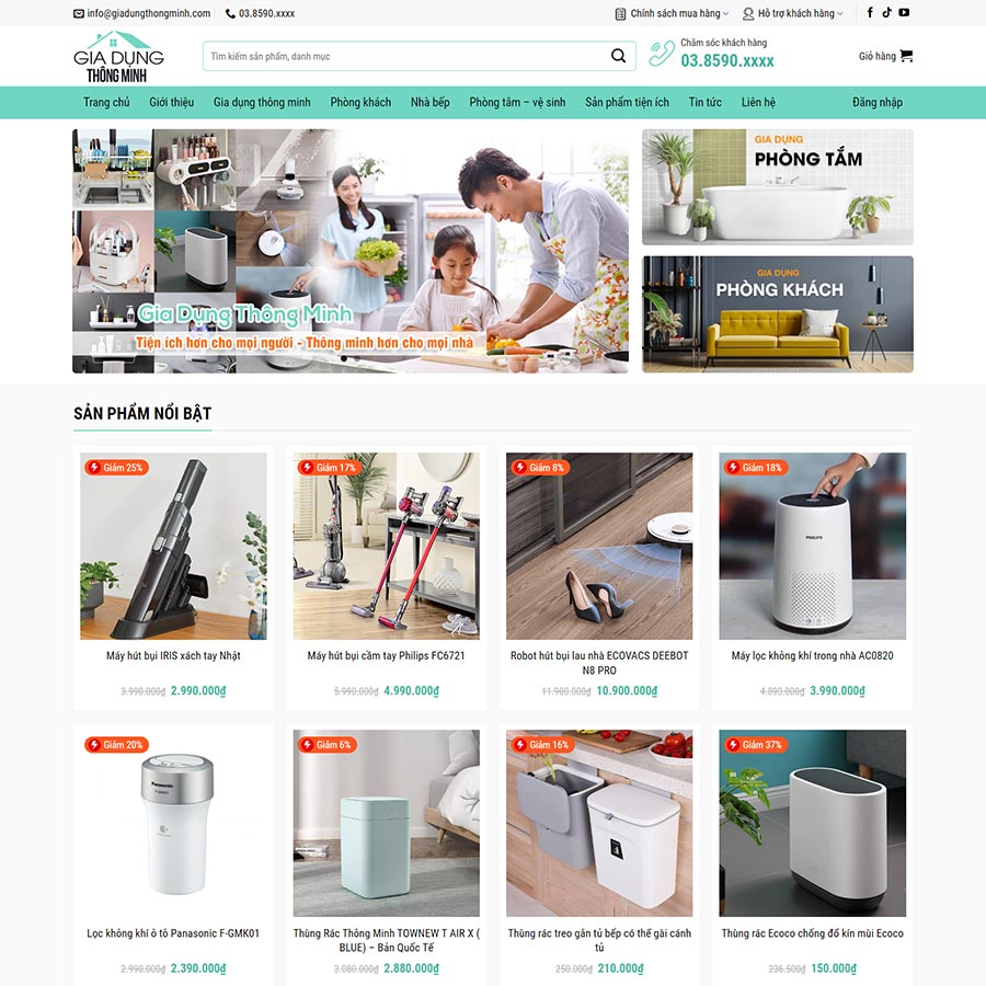 Mẫu website bán đồ gia dụng thông minh