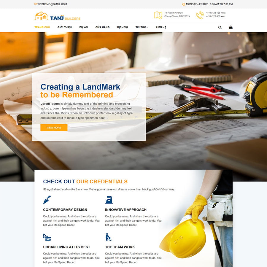 Mẫu website giới thiệu công ty xây dựng 02