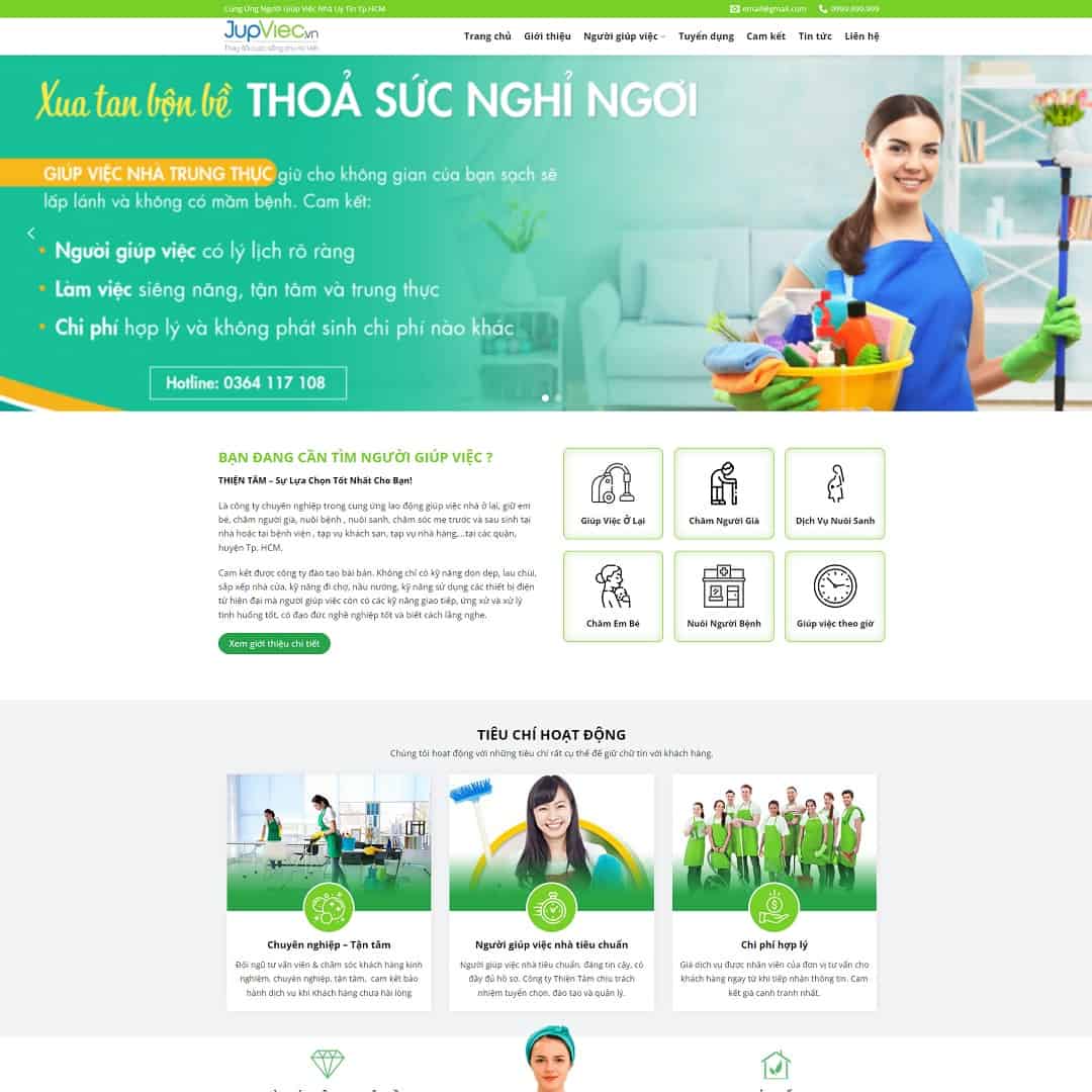 Mẫu website dịch vụ giúp việc nhà