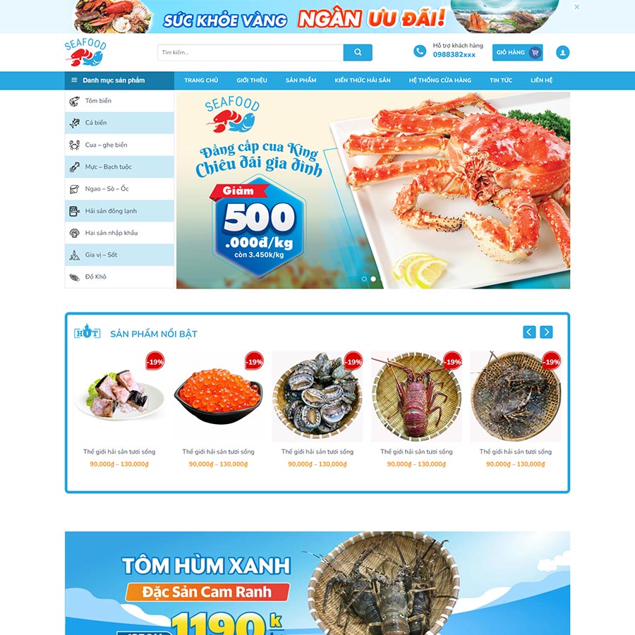 Mẫu website bán hải sản 02