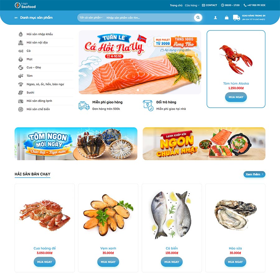 Mẫu website bán hải sản 03