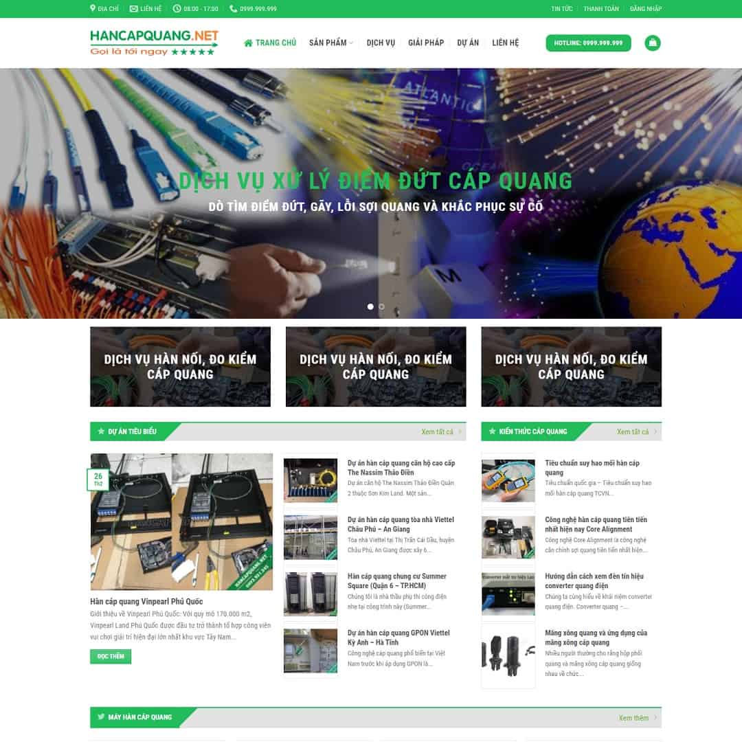 Mẫu website dịch vụ hàn cáp quang