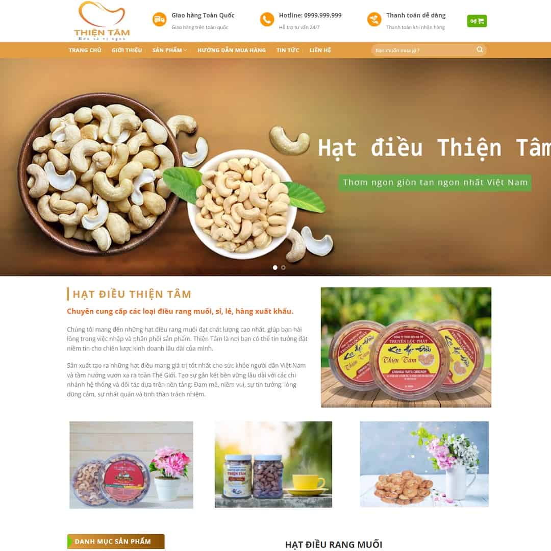 Mẫu website bán hạt điều, thực phẩm 02