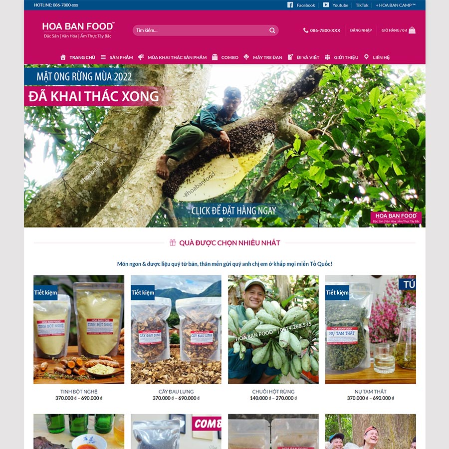 Mẫu website bán đặc sản (Hoa Ban Food)