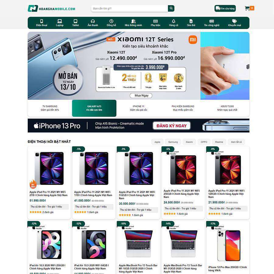 Mẫu website Hoàng Hà Mobile