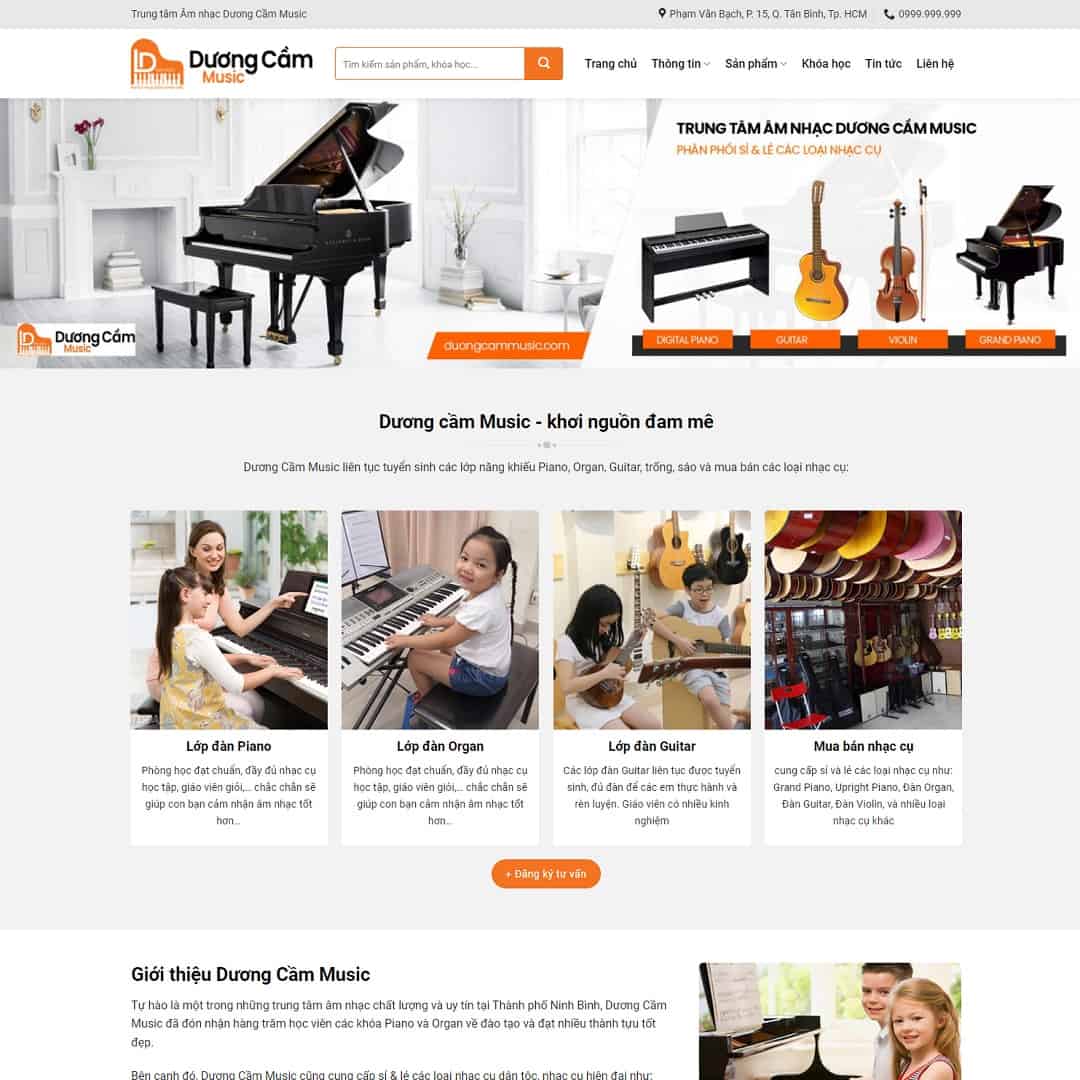 Mẫu website đào tạo học đàn
