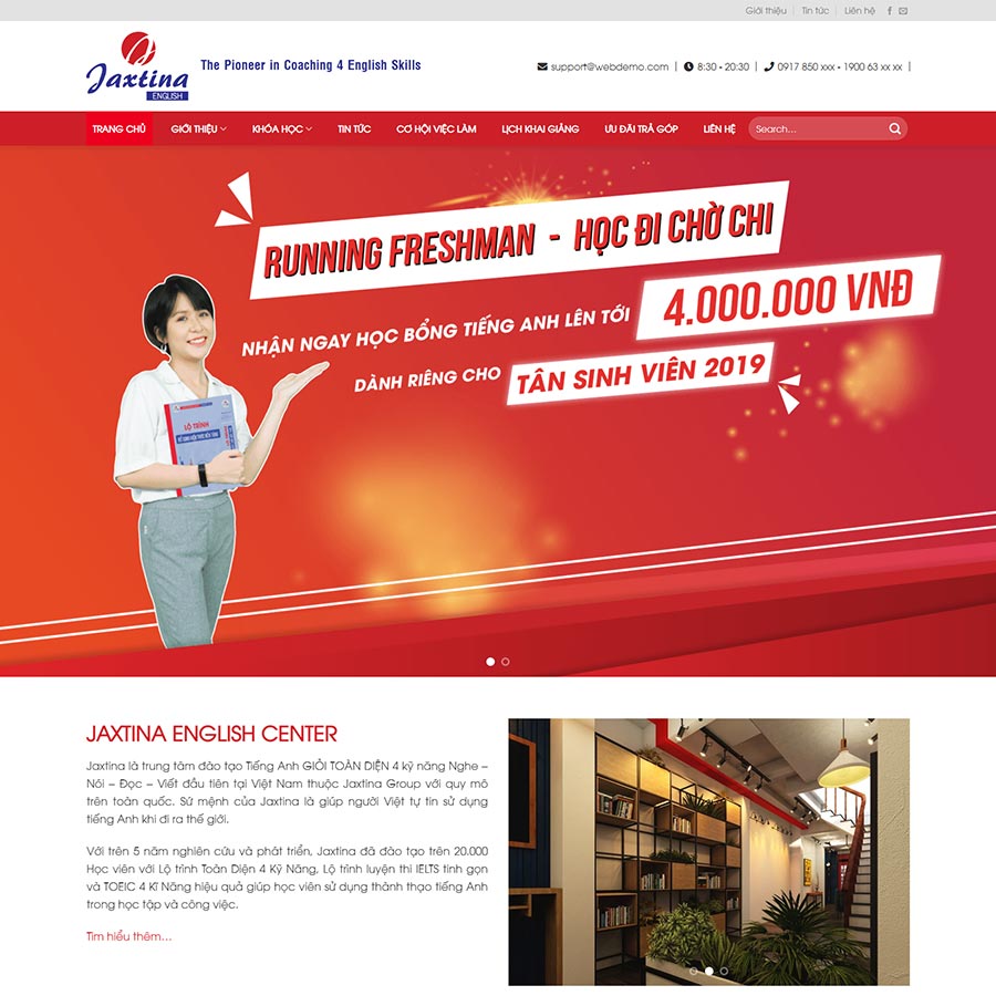 Mẫu website trung tâm học tiếng anh