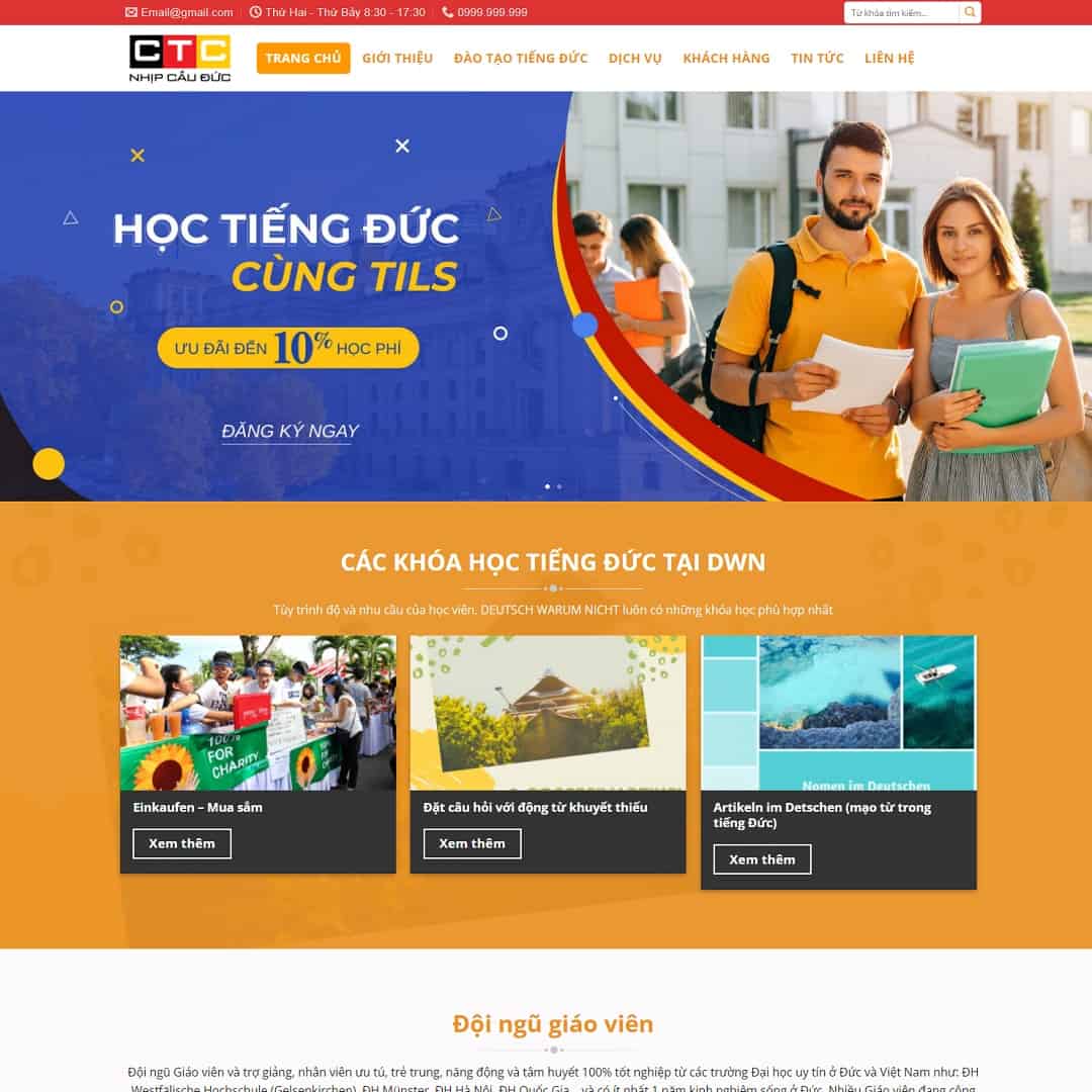 Mẫu website trung tâm đào tạo tiếng Đức