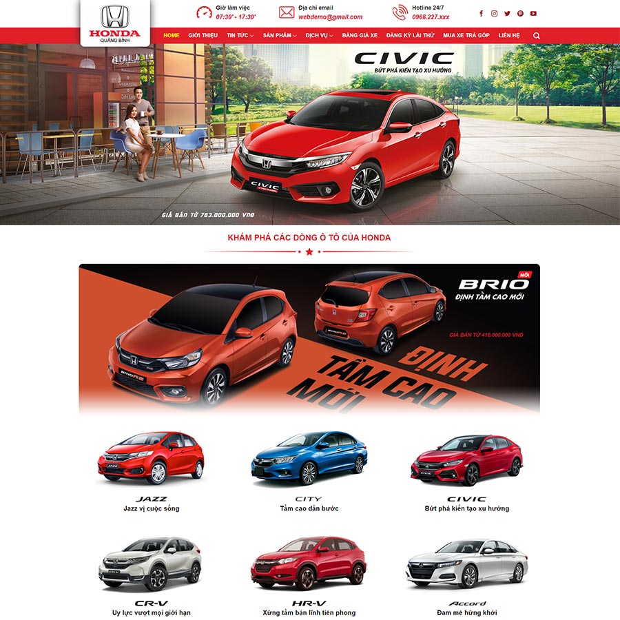 Mẫu website bán ô tô Honda 03