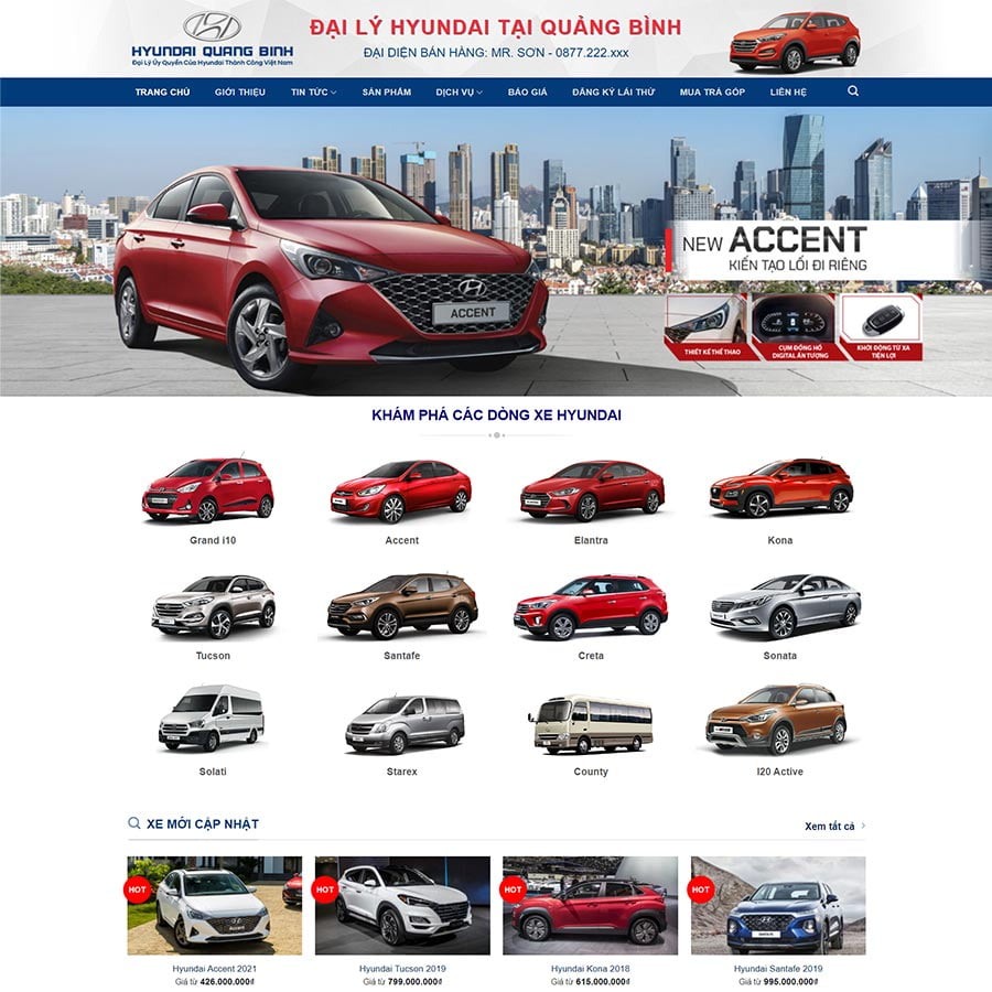 Mẫu website bán xe Hyundai 03