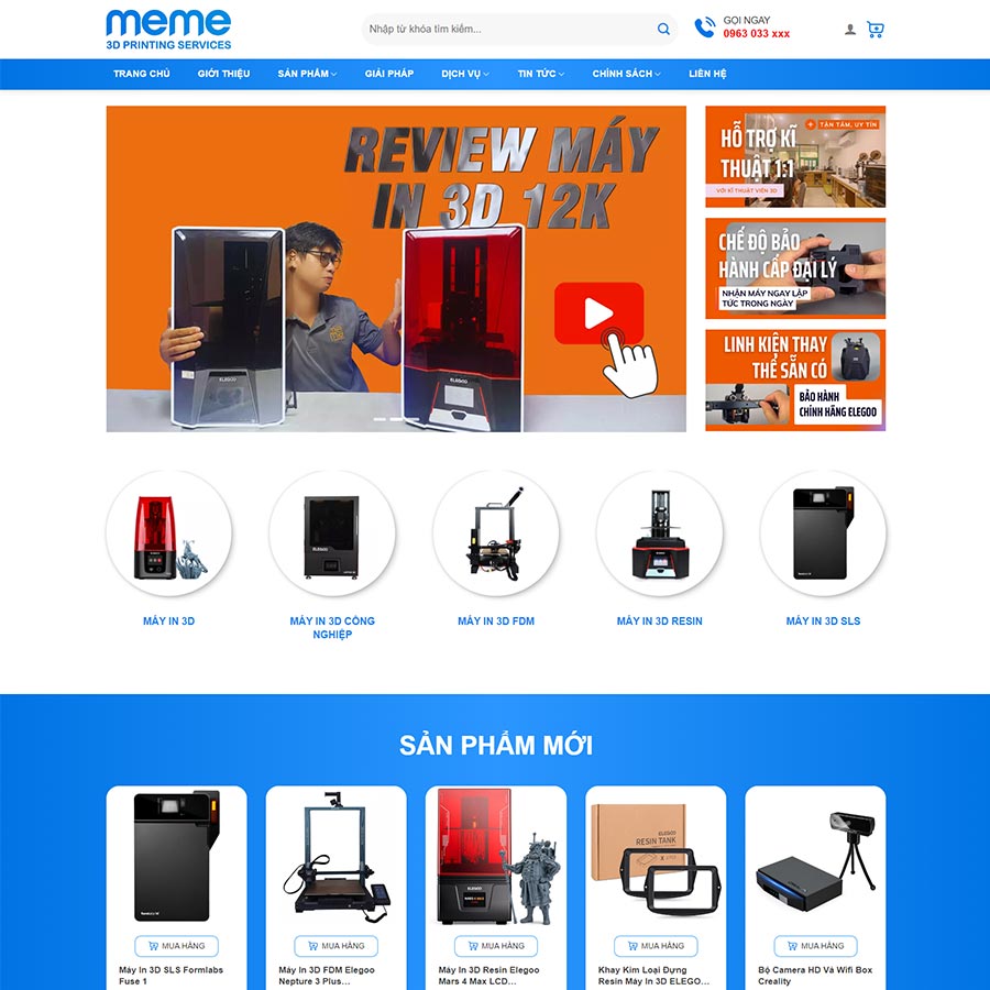 Mẫu website bán máy in 3D