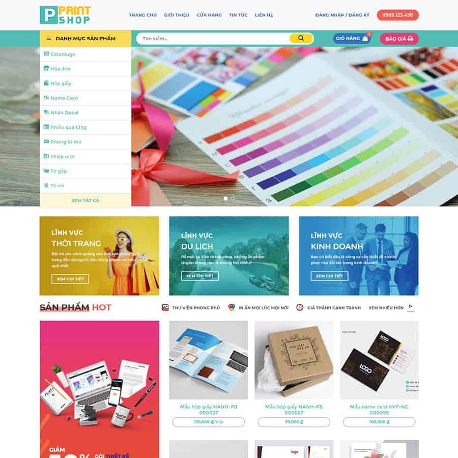 Mẫu website in ấn, thiết kế