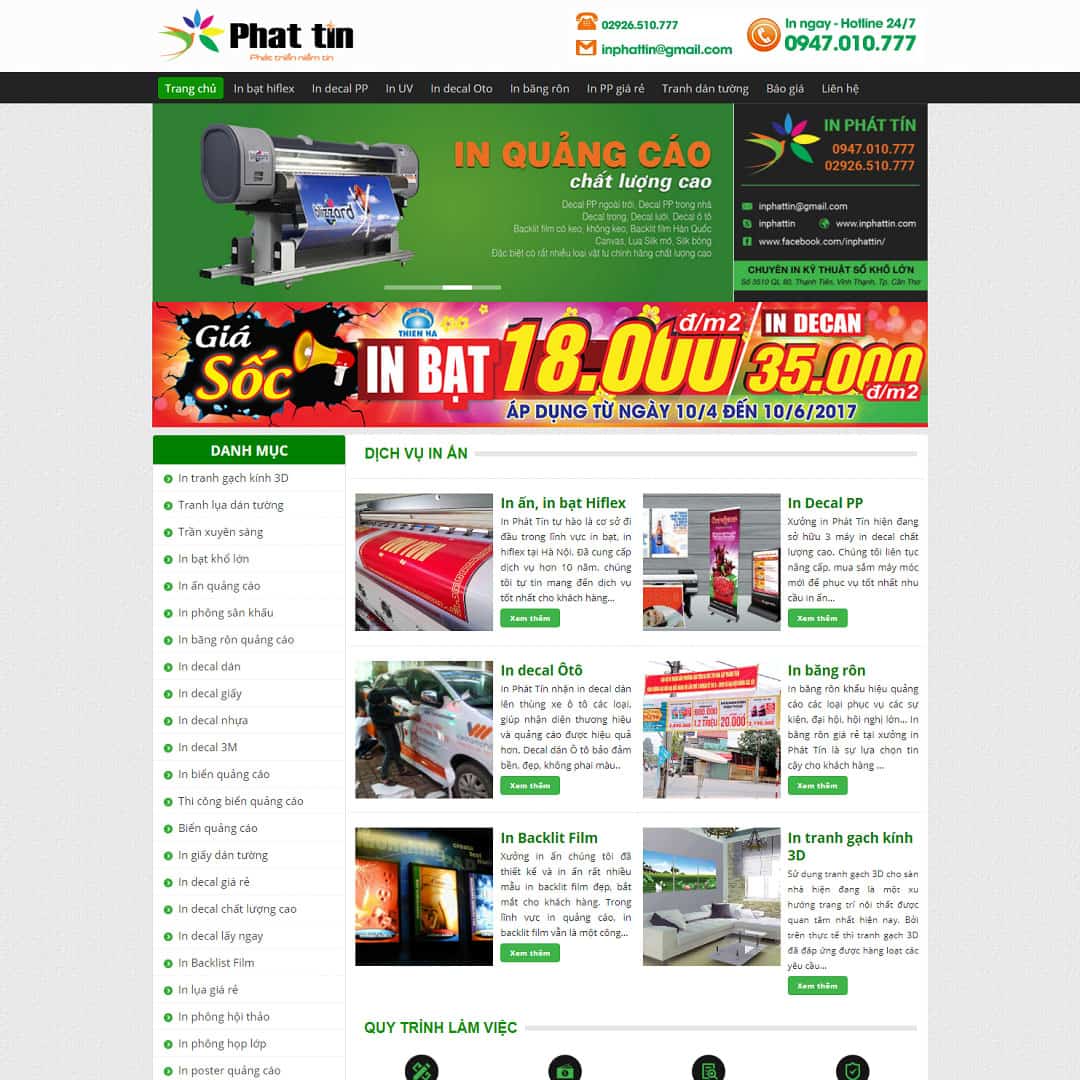 Mẫu website dịch vụ in bạt, decal