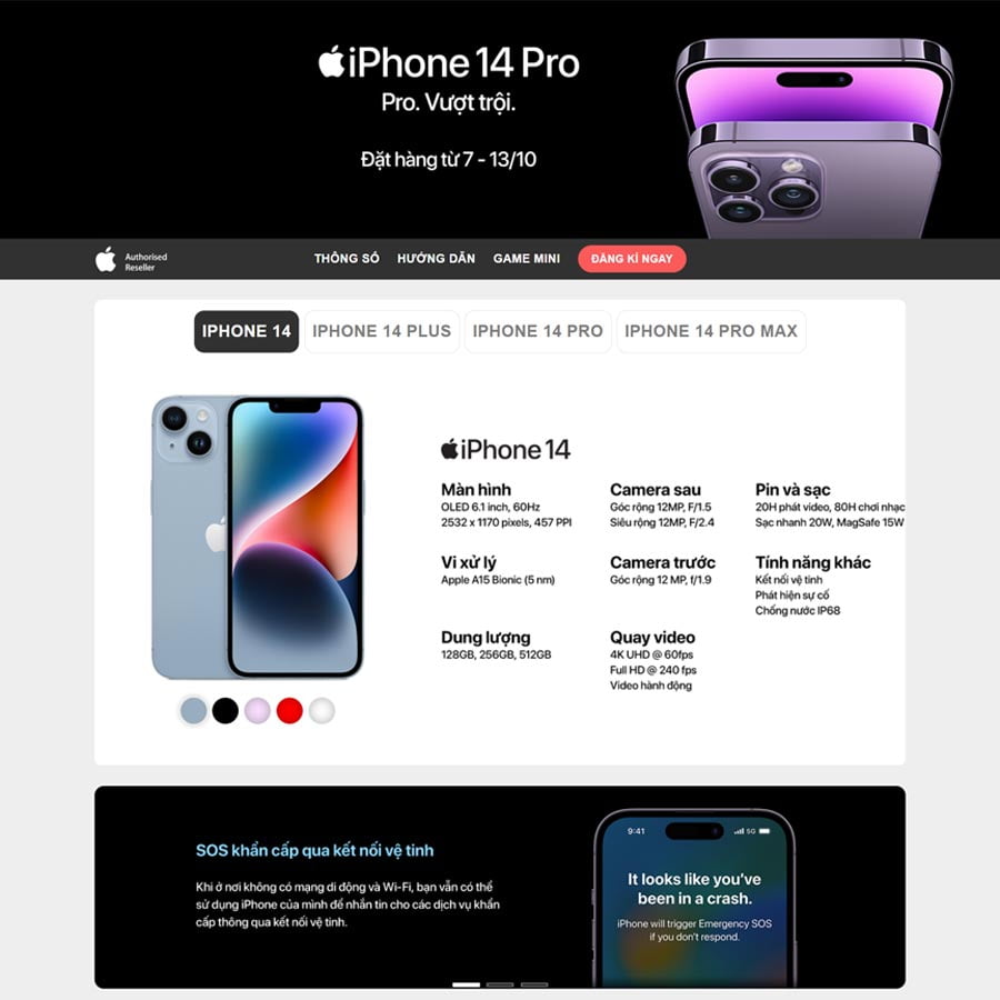 Mẫu website bán Iphone 02