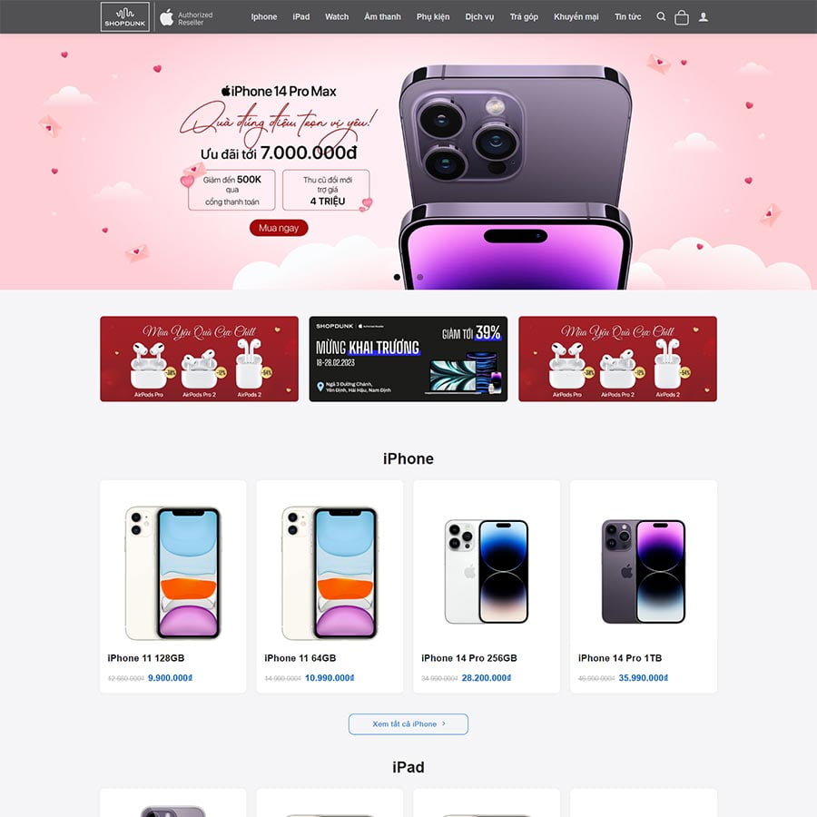 Mẫu website bán điện thoại Iphone 03