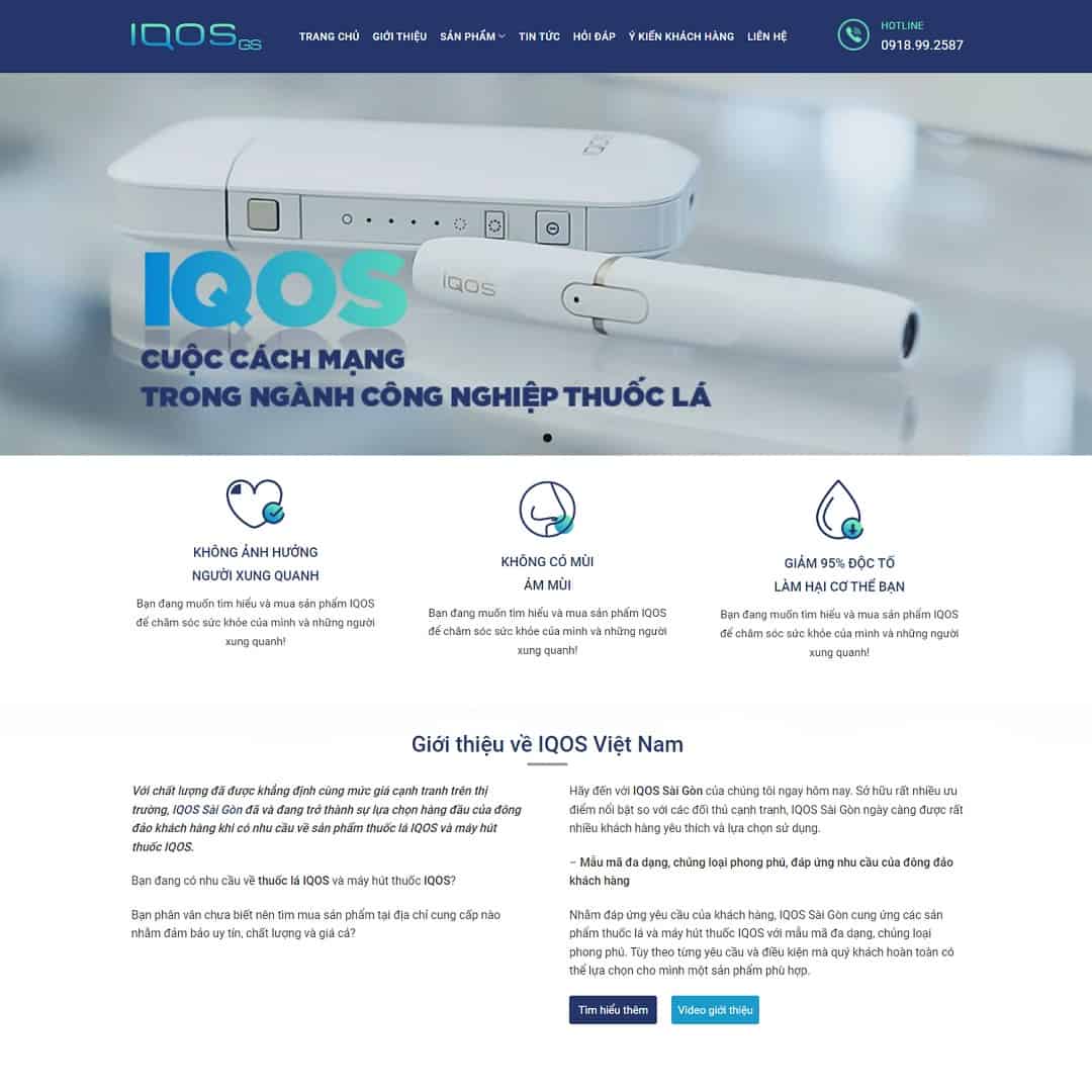 Mẫu website thuốc lá điện tử