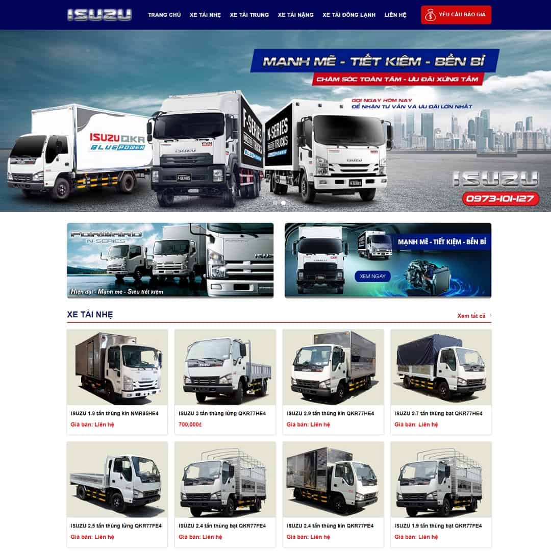 Mẫu website bán xe tải