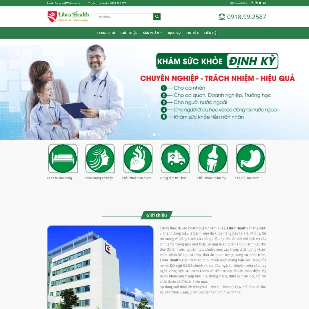 Mẫu website dịch vụ, phòng khám sức khỏe
