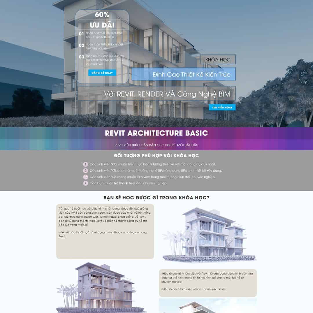 Mẫu website Landing page khóa học phần mềm thiết kế