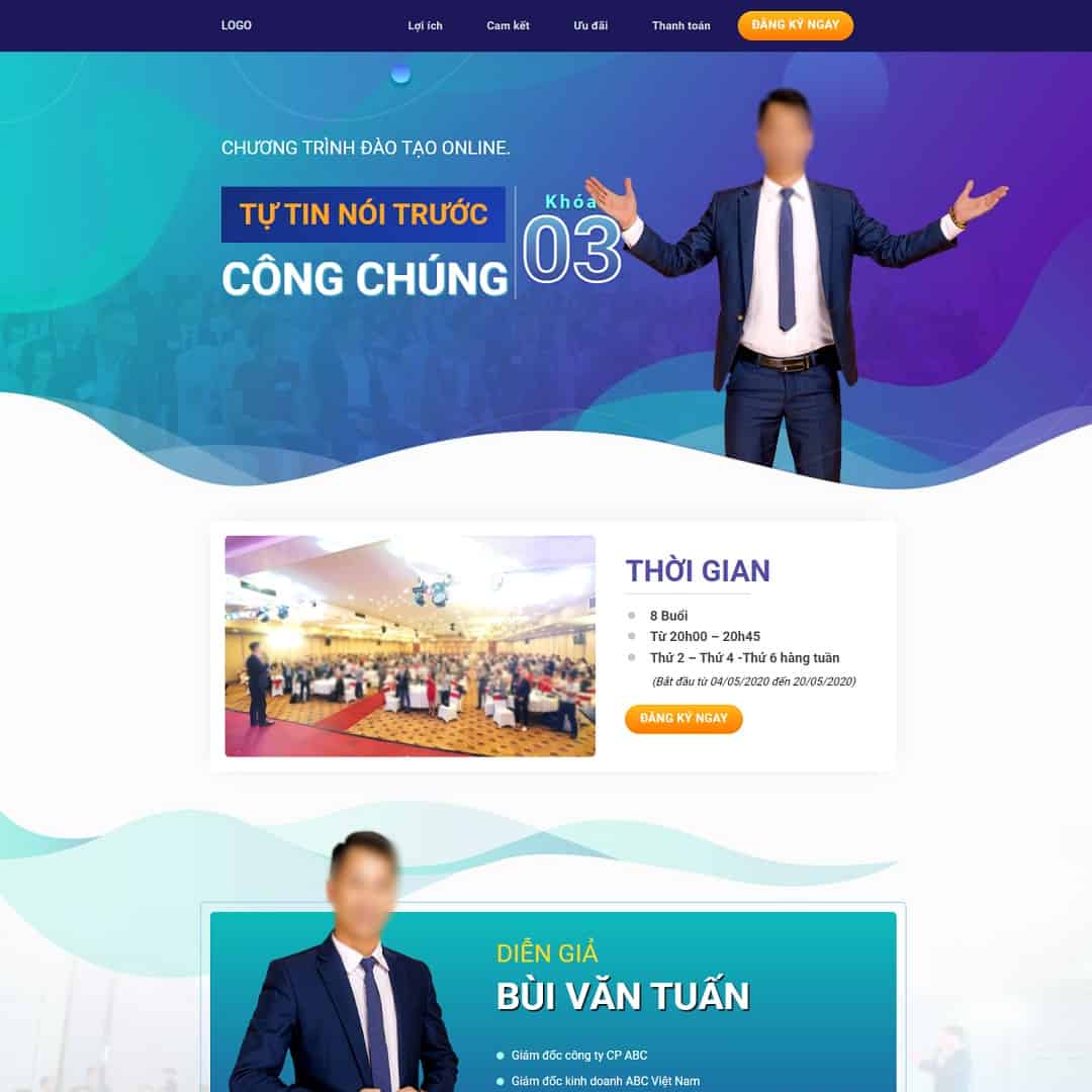 Mẫu website landing page khóa học giao tiếp