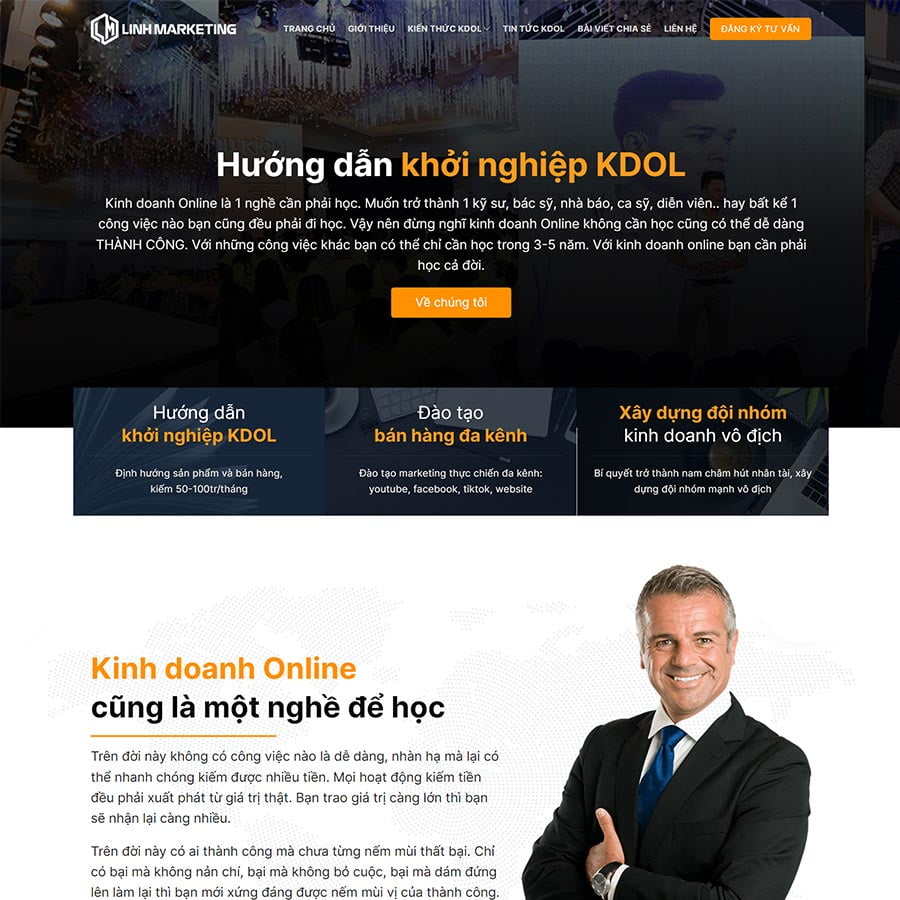 Mẫu website khóa học kinh doanh online