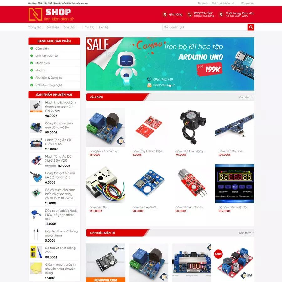 Mẫu website bán linh kiện điện tử
