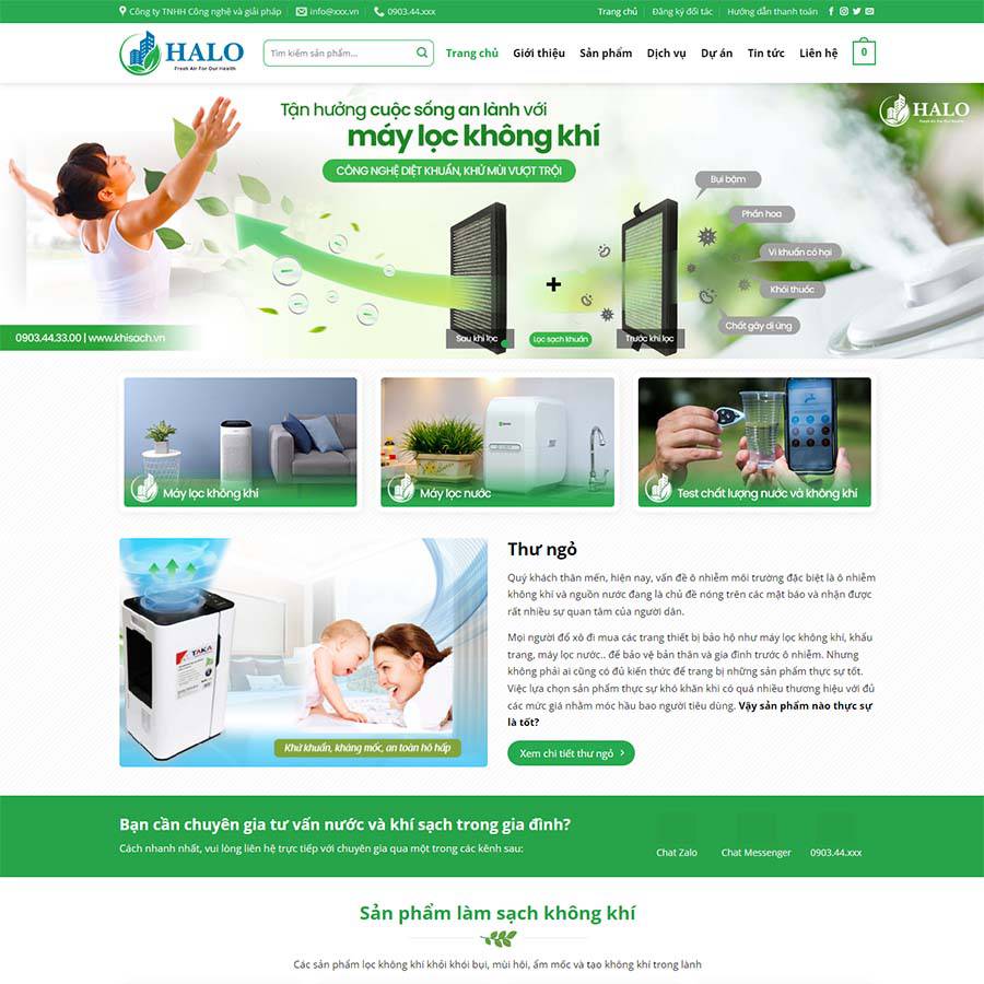 Mẫu website bán máy lọc khí 03