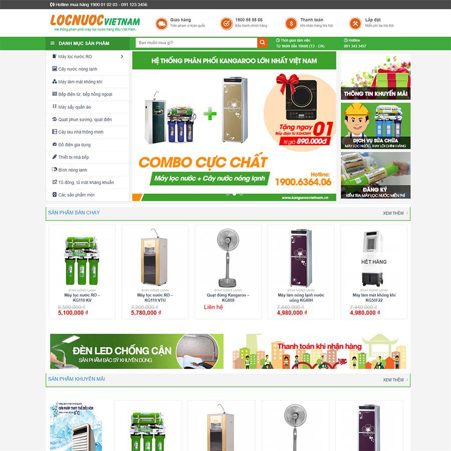 Mẫu website bán máy lọc nước