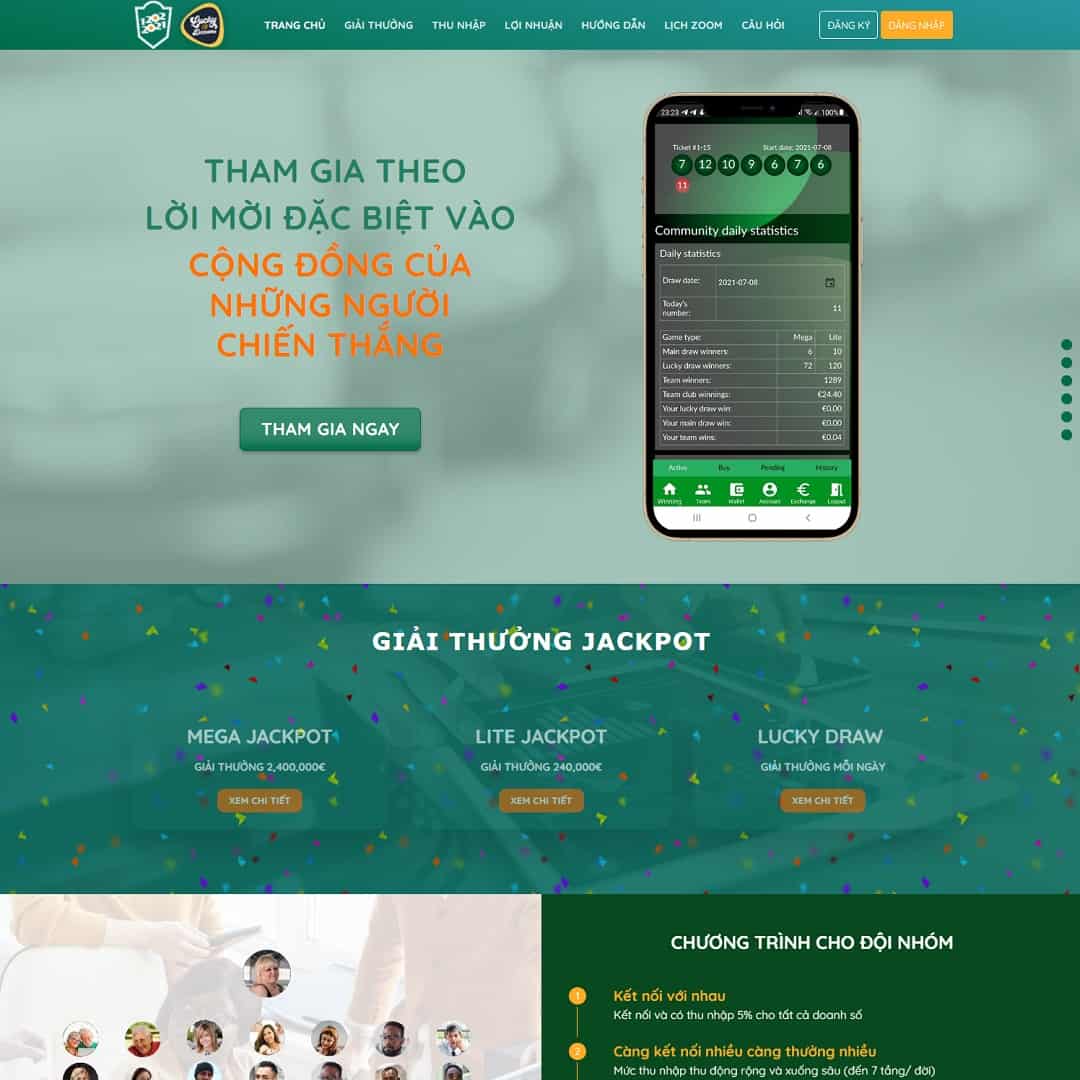 Mẫu website giới thiệu đầu tư xổ số luckydozens
