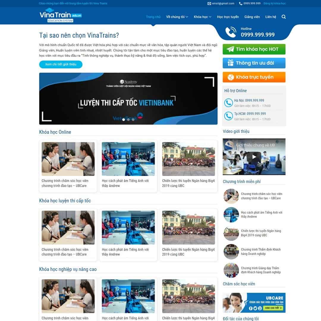 Mẫu website trung tâm luyện thi