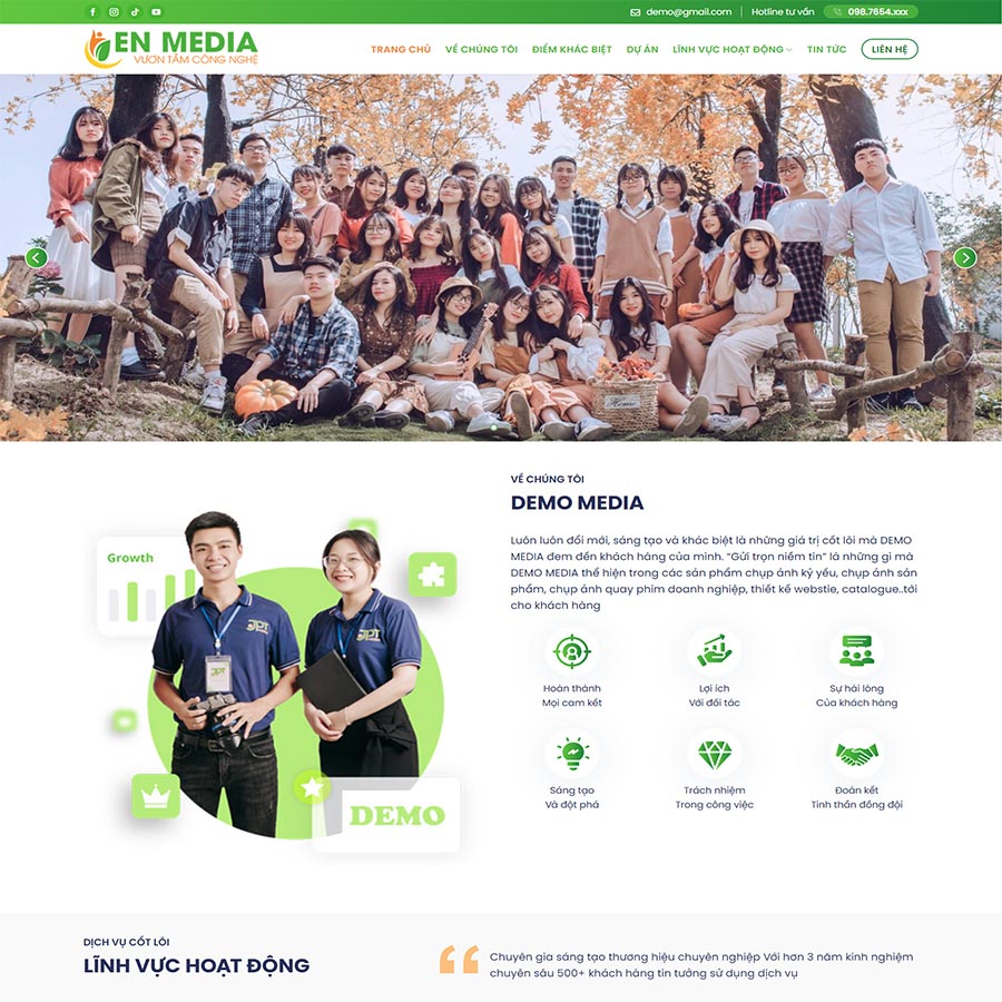 Mẫu website công ty marketing, media