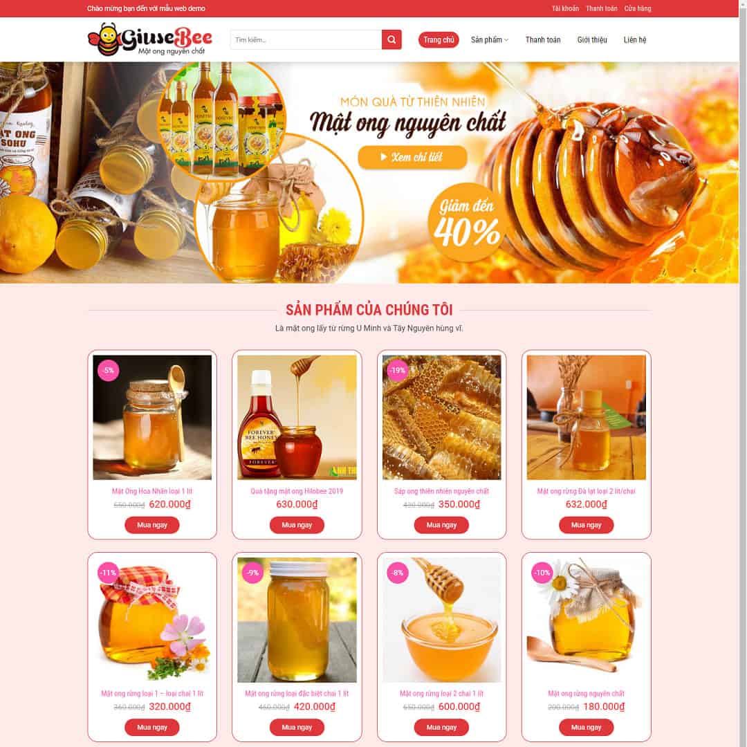 Mẫu website bán mật ong 02