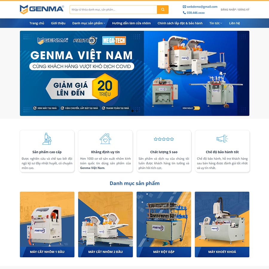 Mẫu website công ty bán máy cắt, máy cơ khí