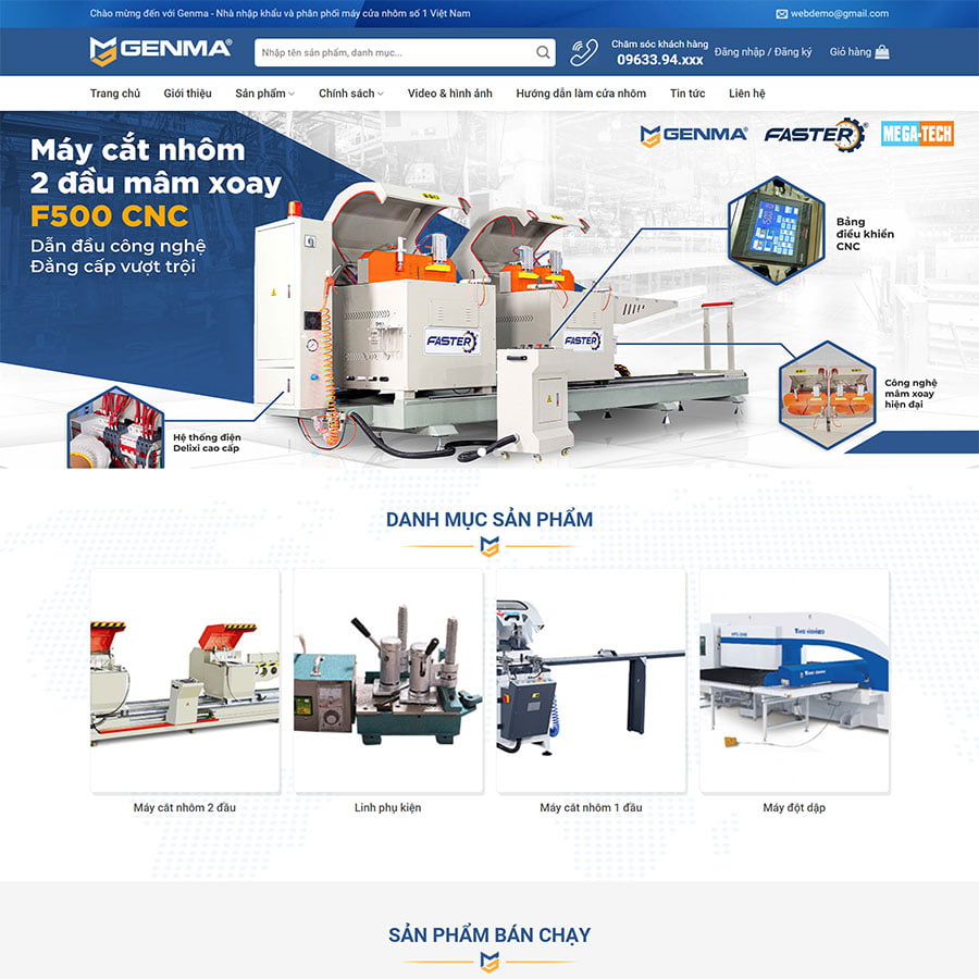 Mẫu website công ty bán máy cắt, máy cơ khí 02