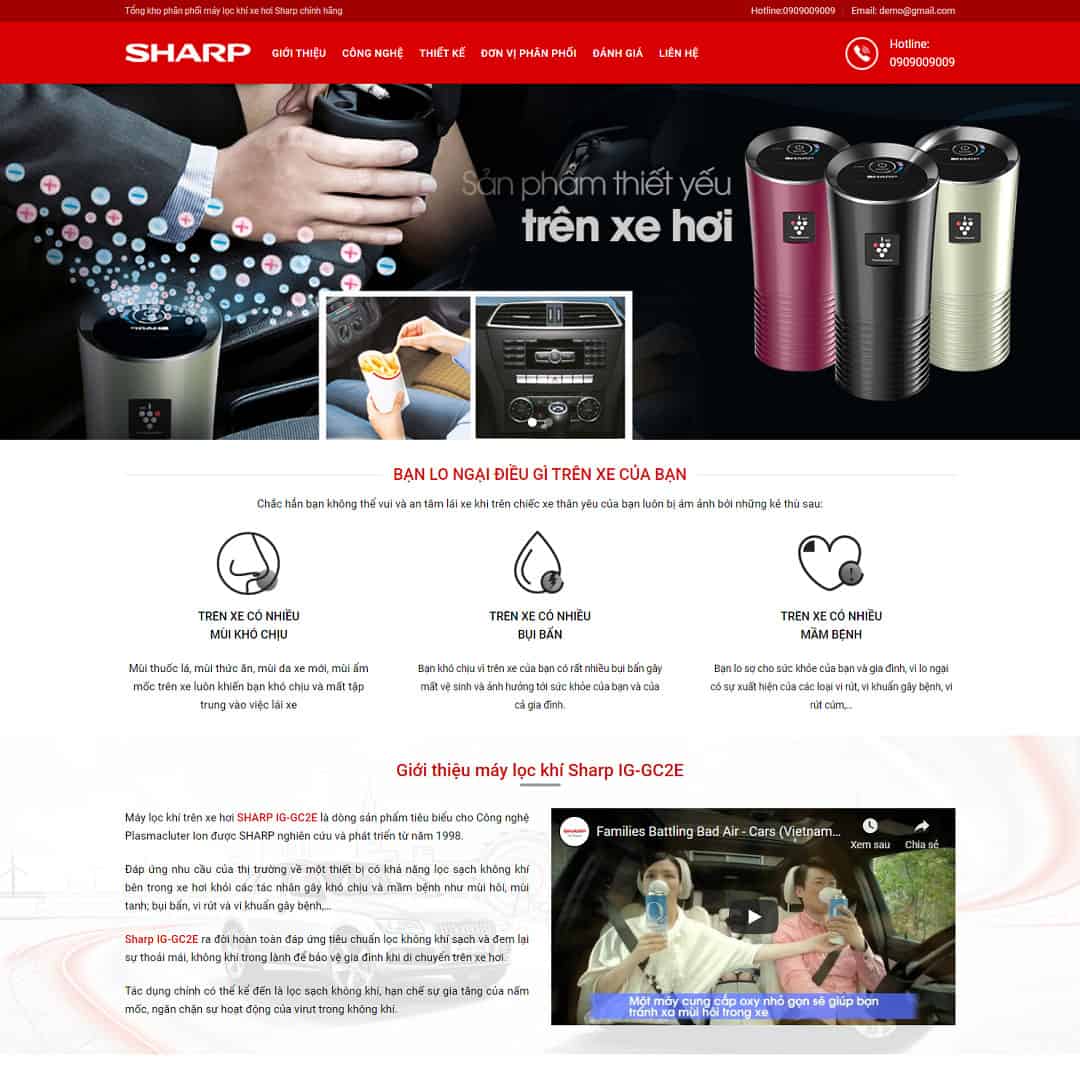 Mẫu website landing page giới thiệu máy lọc khí