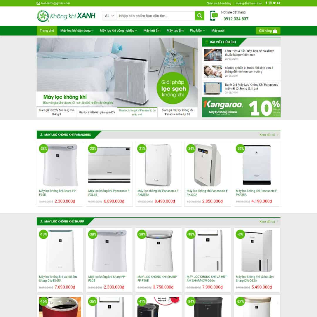Mẫu website bán máy lọc khí 02