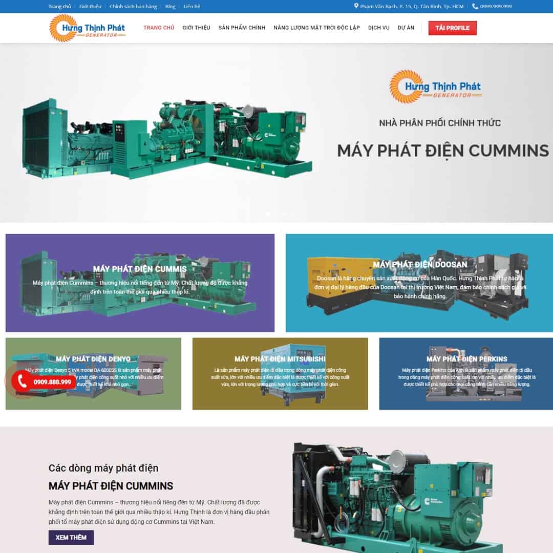 Mẫu website công ty cung cấp máy phát điện