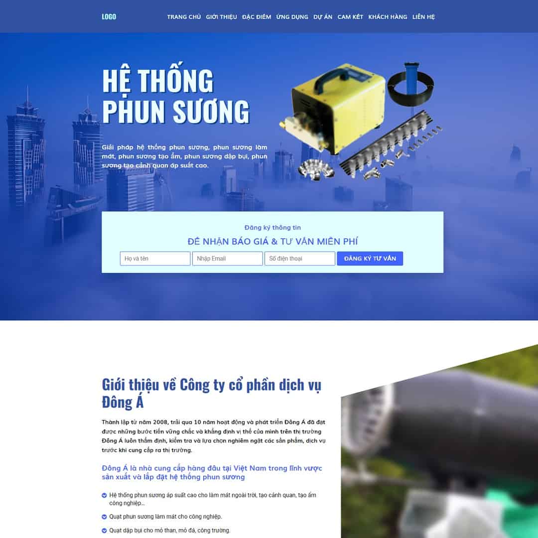 Mẫu website landing page máy phun sương