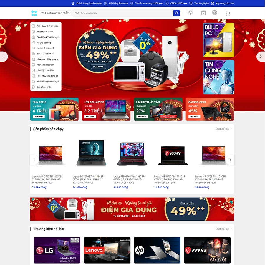 Mẫu website bán máy tính, laptop 09