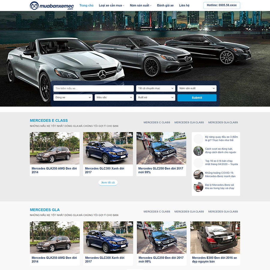 Mẫu website bán xe ô tô