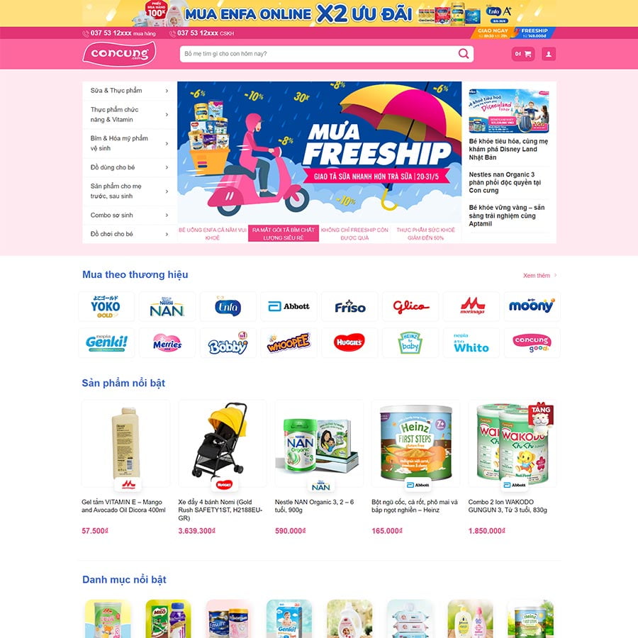 Mẫu website bán sản phẩm mẹ và bé 02