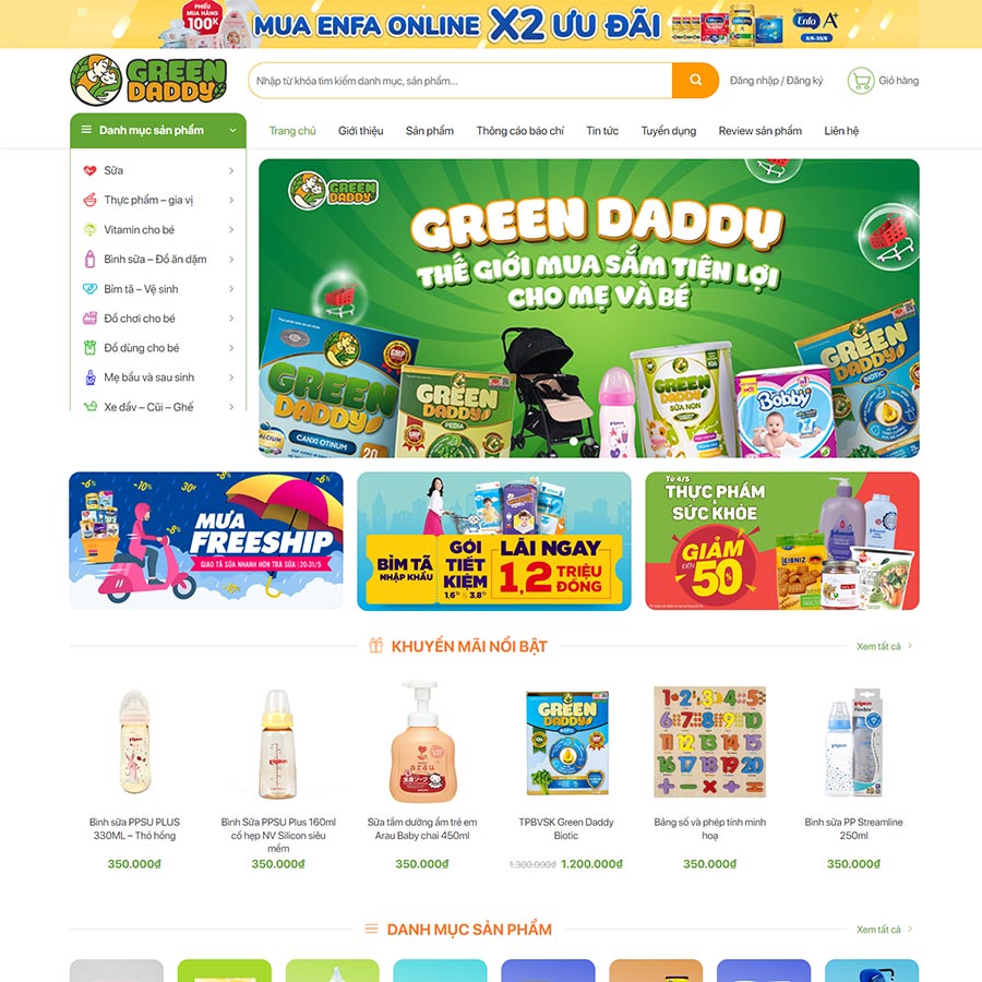 Mẫu website bán sản phẩm mẹ và bé 03