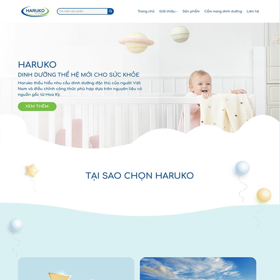 Mẫu website bán sữa cho bé 02