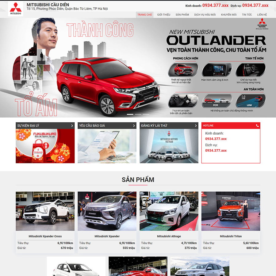 Mẫu website bán ô tô Misubishi 02
